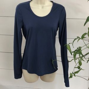 Athleta Navy Semi-Sheer Long Sleeve Top Sz XS
